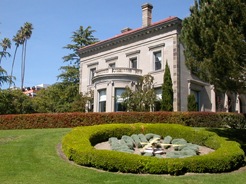 University House, with the clock garden in the foreground